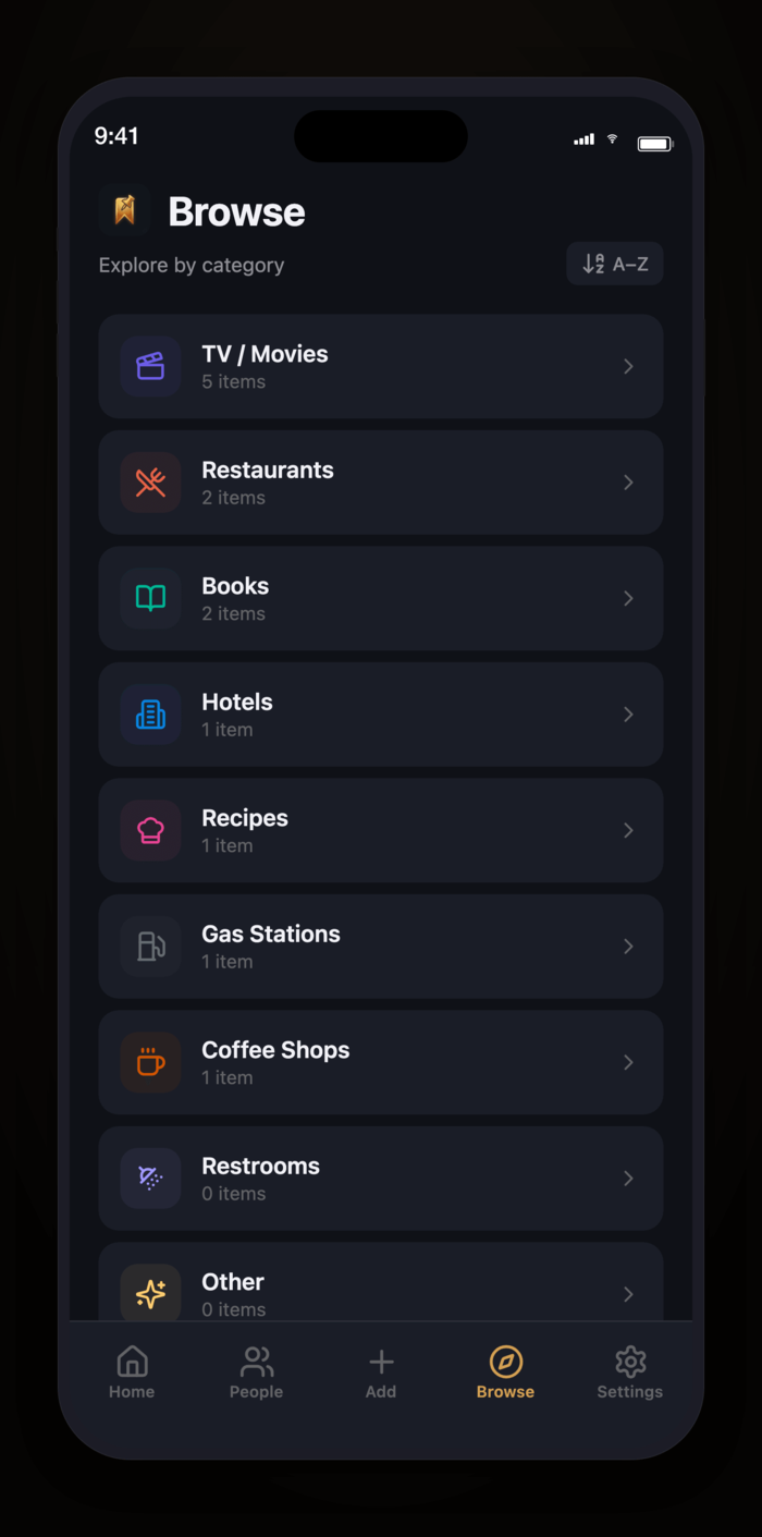 RecKeeper browse by category